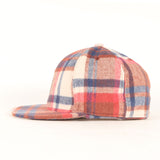 [M] A BATHING APE BAPE LOVE GENERATION CHECK EAR FLAP WOOL BASEBALL CAP RED X BROWN X NAVY