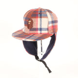 [M] A BATHING APE BAPE LOVE GENERATION CHECK EAR FLAP WOOL BASEBALL CAP RED X BROWN X NAVY