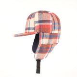 [M] A BATHING APE BAPE LOVE GENERATION CHECK EAR FLAP WOOL BASEBALL CAP RED X BROWN X NAVY