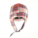 [M] A BATHING APE BAPE LOVE GENERATION CHECK EAR FLAP WOOL BASEBALL CAP RED X BROWN X NAVY