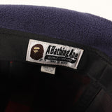 [M] A BATHING APE BAPE LOVE GENERATION CHECK EAR FLAP WOOL BASEBALL CAP RED X BROWN X NAVY