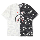 [XL] A BATHING APE BAPE SPLIT CITY CAMO SHARK T-SHIRT BLACK CAMO X WHITE CAMO