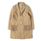 [L] A BATHING APE BAPE MR. BATHING APE MELTON WOOL CAMO LINED CHESTER COAT BEIGE