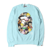 [M] A BATHING APE BAPE X DRAGON BALL SUPER SUPER HERO MILO CHARACTER APE FACE CREWNECK SWEATSHIRT SAXE BLUE