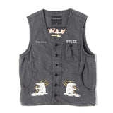 [2] NEIGHBORHOOD 00s SVG LIGHTNING BEAR EMBROIDERED COTTON CANVAS VEST (CELEBRITY-WORN) BLACK