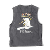 [2] NEIGHBORHOOD 00s SVG LIGHTNING BEAR EMBROIDERED COTTON CANVAS VEST (CELEBRITY-WORN) BLACK