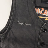 [2] NEIGHBORHOOD 00s SVG LIGHTNING BEAR EMBROIDERED COTTON CANVAS VEST (CELEBRITY-WORN) BLACK