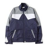 [S] A BATHING APE BAPE RIPSTOP FULL ZIP TRACK JACKET NAVY X GRAY X WHITE