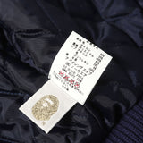 [M] A BATHING APE 00s (2007AW) SERIAL NUMBER MULTI-PATCH LEATHER SLEEVE MELTON STADIUM JACKET NAVY X WHITE