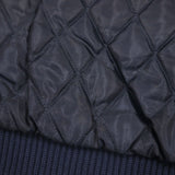 [M] A BATHING APE 00s (2007AW) SERIAL NUMBER MULTI-PATCH LEATHER SLEEVE MELTON STADIUM JACKET NAVY X WHITE