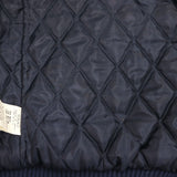 [M] A BATHING APE 00s (2007AW) SERIAL NUMBER MULTI-PATCH LEATHER SLEEVE MELTON STADIUM JACKET NAVY X WHITE