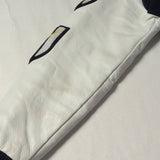 [M] A BATHING APE 00s (2007AW) SERIAL NUMBER MULTI-PATCH LEATHER SLEEVE MELTON STADIUM JACKET NAVY X WHITE