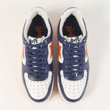 [US10] A BATHING APE BAPE BAPE STA #3 LEATHER SNEAKER BLUE ORANGE WHITE
