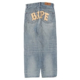 [S] A BATHING APE BAPE 22AW LOGO EMBROIDERY VINTAGE PROCESSED DENIM PANTS INDIGO