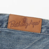 [S] A BATHING APE BAPE 22AW LOGO EMBROIDERY VINTAGE PROCESSED DENIM PANTS INDIGO