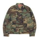 [L] SUPREME 25AW JACQUARD LOGOS DENIM TRUCKER JACKET WOODLAND CAMO