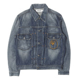 [S] A BATHING APE BAPE 00s CHAIN EMBROIDERED LOGO VINTAGE-PROCESSED 2ND TYPE DENIM JACKET INDIGO