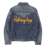 [S] A BATHING APE BAPE 00s CHAIN EMBROIDERED LOGO VINTAGE-PROCESSED 2ND TYPE DENIM JACKET INDIGO