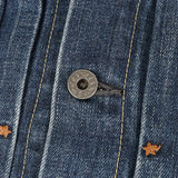 [S] A BATHING APE BAPE 00s CHAIN EMBROIDERED LOGO VINTAGE-PROCESSED 2ND TYPE DENIM JACKET INDIGO