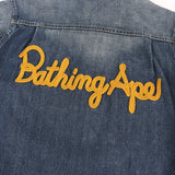 [S] A BATHING APE BAPE 00s CHAIN EMBROIDERED LOGO VINTAGE-PROCESSED 2ND TYPE DENIM JACKET INDIGO