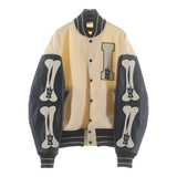[3]  KAPITAL I-FIVE VARSITY WOOL BOMBER LEATHER SLEEVE JACKET