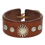 GORO'S LEATHER SEA URCHIN BRACELET / BANGLE WITH GOLD MEDAL