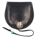 GORO'S SILVER CONCHO SADDLE LEATHER ROUND COIN PURSE CASE
