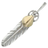GORO'S GOLD HEART WHEEL FEATHER SMALL NECKLACE TOP PENDANT