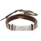 GORO'S SINGLE CAN CONCHO LEATHER / SILVER BRACELET BROWN