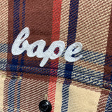 [M] A Bathing Ape Bape Plaid Full Button Hooded Hoodie Flannel Shirt