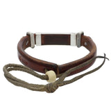 GORO'S SINGLE CAN CONCHO LEATHER / SILVER BRACELET BROWN