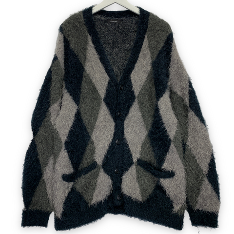 [XL] Number Nine Fuzzy Argyle Cardigan Sweater