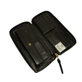 VISVIM SUEDE LONG ZIP WALLET BLACK