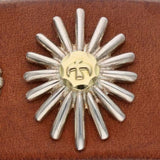 GORO'S LEATHER SEA URCHIN BRACELET / BANGLE WITH GOLD MEDAL