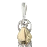 GORO'S GOLD HEART WHEEL FEATHER SMALL NECKLACE TOP PENDANT