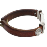 GORO'S SINGLE CAN CONCHO LEATHER / SILVER BRACELET BROWN