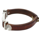 GORO'S SINGLE CAN CONCHO LEATHER / SILVER BRACELET BROWN