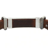 GORO'S SINGLE CAN CONCHO LEATHER / SILVER BRACELET BROWN