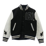 [L] BAPE COWHIDE VARSITY JACKET BLACK