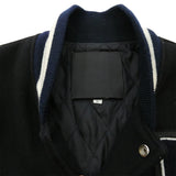[L] BAPE COWHIDE VARSITY JACKET BLACK