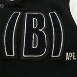 [L] BAPE COWHIDE VARSITY JACKET BLACK