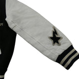 [L] BAPE COWHIDE VARSITY JACKET BLACK