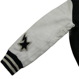 [L] BAPE COWHIDE VARSITY JACKET BLACK