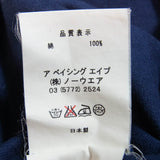 [L] A BATHING APE BAPE FRONT V LOGO PATCH CREWNECK T-SHIRT SHORT SLEEVE NAVY