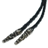 CHROME HEARTS LEATHER BRAID SCROLL TIP NECKLACE SILVER