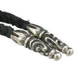 CHROME HEARTS LEATHER BRAID SCROLL TIP NECKLACE SILVER
