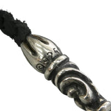 CHROME HEARTS LEATHER BRAID SCROLL TIP NECKLACE SILVER