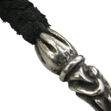 CHROME HEARTS LEATHER BRAID SCROLL TIP NECKLACE SILVER