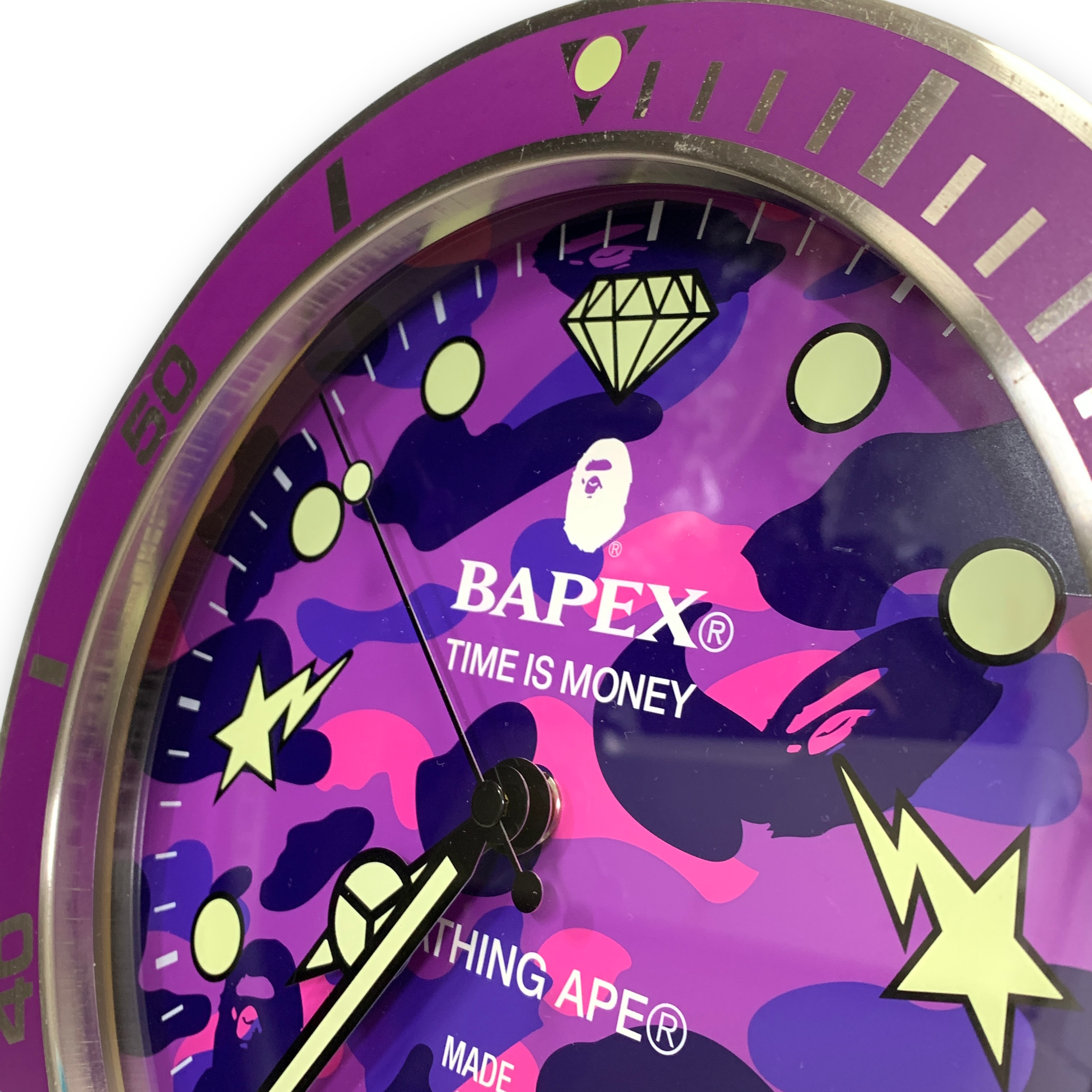 A Bathing Ape Bape Camo Wall Clock Purple – StylisticsJapan.com A Bathing Ape Bape Camo Wall Clock Purple – StylisticsJapan.com