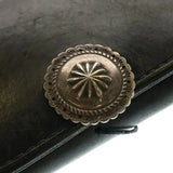 GORO'S SILVER CONCHO SADDLE LEATHER 2 FOLD MEDIUM WALLET